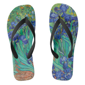 Chanclas Van Gogh Irises. Impresionismo floral vintage azul