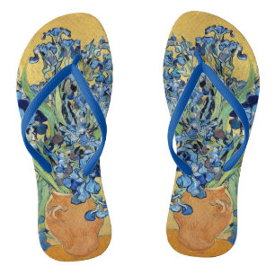Chanclas Van Gogh Irises Vase Yellow Background Flores Art