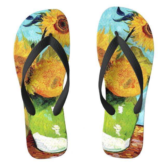 Chanclas Vase con tres girasoles (1888) Van Gogh Unisex (Plantilla)