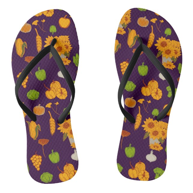 Chanclas Veggie Y Fruta De Cosecha Saludable De Otoño (Plantilla)