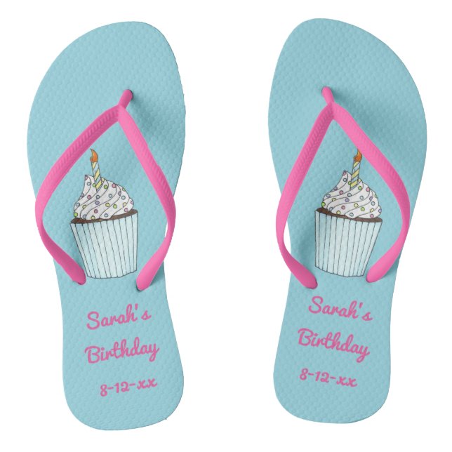 Chanclas Vela de tarta de pasteles de cumpleaños personaliz (Plantilla)