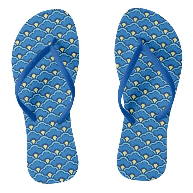 Chanclas Veneras Chinas Deco, Azul Océano e Índigo (Plantilla)
