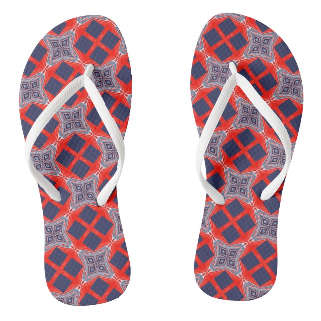 Chanclas Verano caleidoscopio rojo blanco azul  (Plantilla)