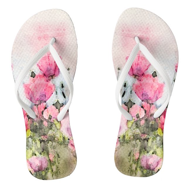 Chanclas Verano de acuarela rosa floral (Plantilla)