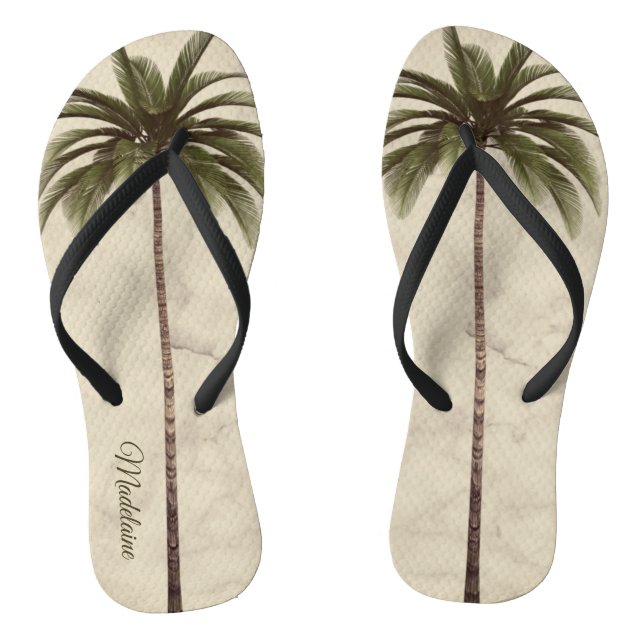 Chanclas Verano elegante del árbol de palmeras tropical (Plantilla)