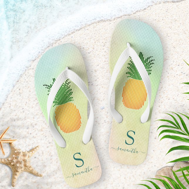 Chanclas Verano Monogramado de piña tropical (Subido por el creador)