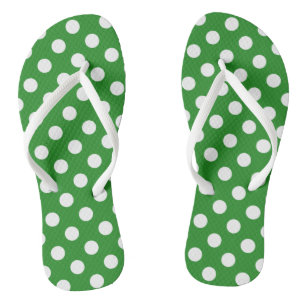 Chanclas Verde con puntos de polka blanco roscas