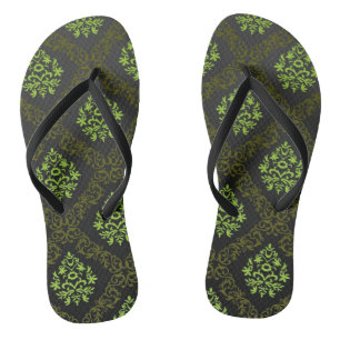 Chanclas Verde floral del papel pintado