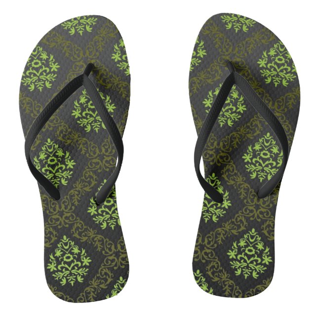 Chanclas Verde floral del papel pintado (Plantilla)