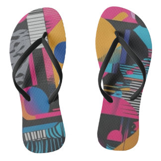 Chanclas Vibrant Abstract Geometry Glitch Pop Chaos Design 