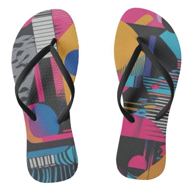 Chanclas Vibrant Abstract Geometry Glitch Pop Chaos Design  (Plantilla)