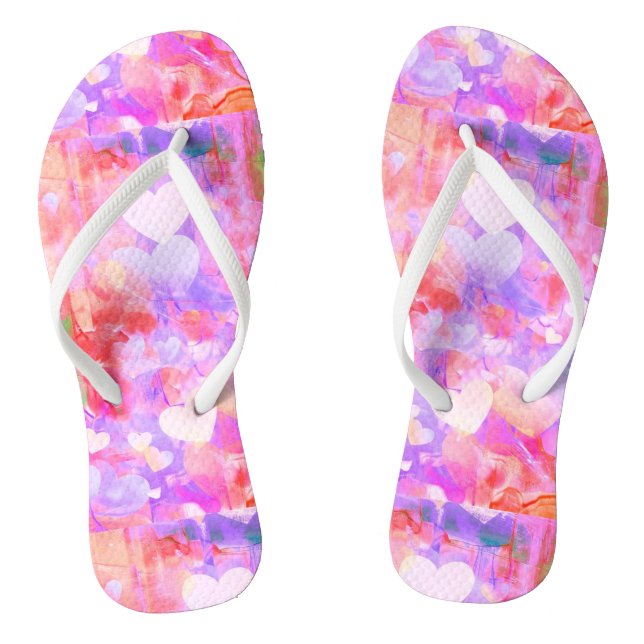 Chanclas Vibrante Par de Corazón Rosa de Flip Flops (Plantilla)