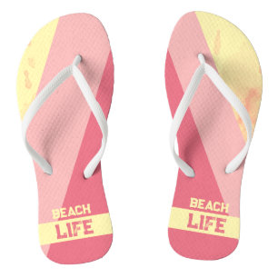 Chanclas Vida de Playa - Geométrico Feliz Rosa Amarillo