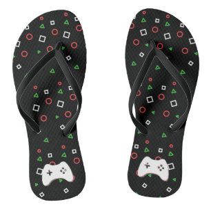 Chanclas Video Game Controller, Let's Play, Red & Green Art