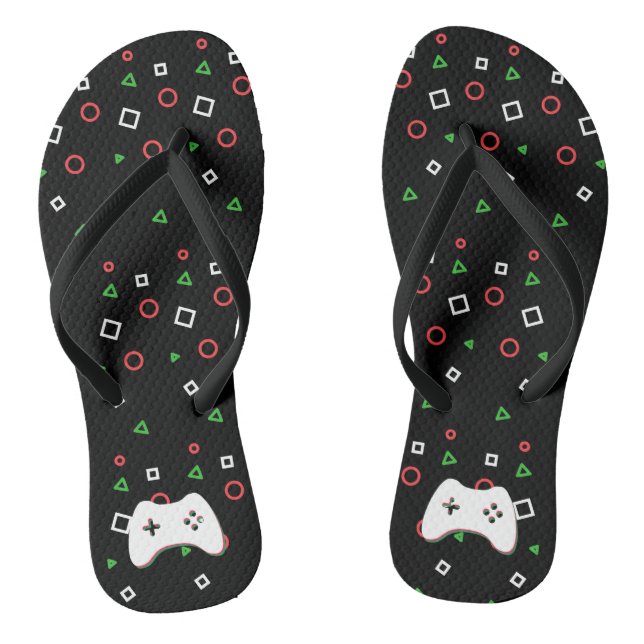 Chanclas Video Game Controller, Let's Play, Red & Green Art (Plantilla)