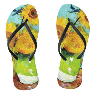 Chanclas Vincent Van Gogh Tres Girasoles En un Jarrón Arte