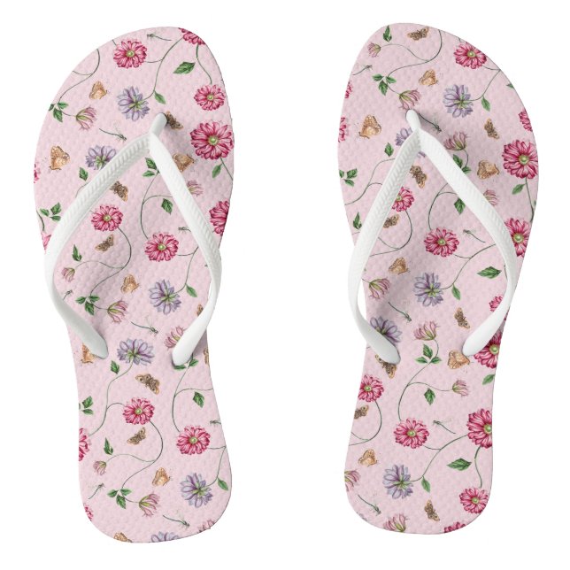 Chanclas Vino floral rosa y púrpura (Plantilla)