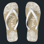 Chanclas Vintage Bridal Country Rústico Burlap y Lace<br><div class="desc">Vintage Bridal Country Rustic Burlap y Lace Flip Flops - decorados con un fondo impreso en burlap y encaje. Uso para regalos de ducha de novias,  regalos para Navidades y más.</div>
