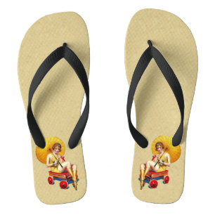 Chanclas Vintage Flapper Lady Umbrella Wagon de los años 19