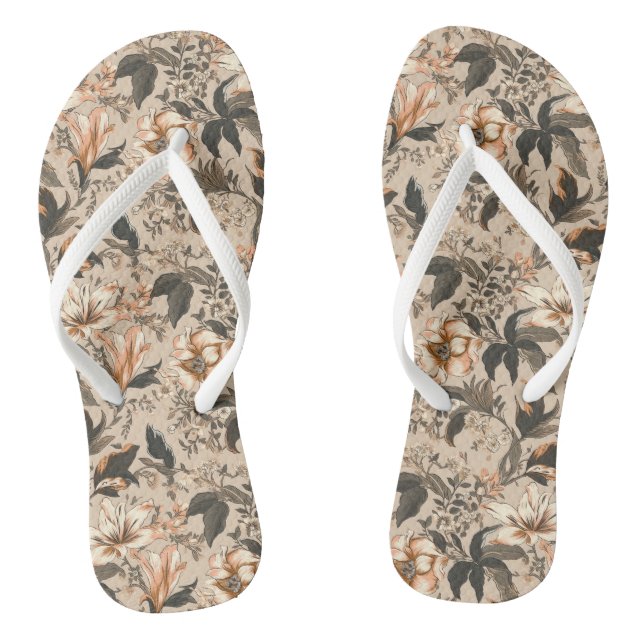 Chanclas Vintage Floral Pattern Flip Flops (Plantilla)