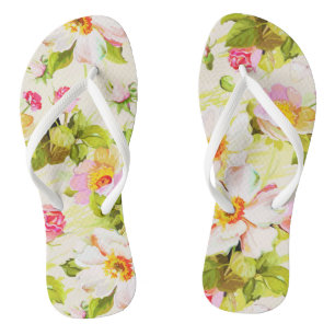 Chanclas Vintage Floral Wild Rosas Peonies Mujer Flip Flop