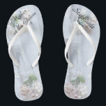 Chanclas Vintage madre del Boda Groom<br><div class="desc">Este diseño de Vintage Lace personalizado, confortable Madre de los Flip Flops de Groom es un regalo sencillo, elegante y de moda para los miembros de la Bridal Party - Novia, Bridesmaid, Maid of Honor ... Se sumarán a las festividades de tu día de boda, fiesta de la Bachelorette u...</div>