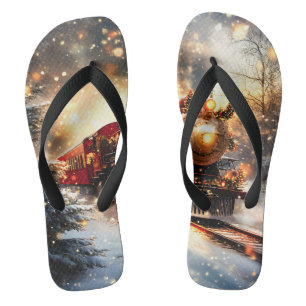 Chanclas Vintage Snowy Night Navidades Train Express