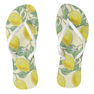 Chanclas Vintage Watercolor Summer Citrus Lemons Pattern