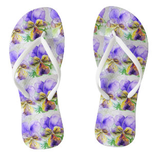 Chanclas Violeta Viola Pensamiento Floral Flores Damas
