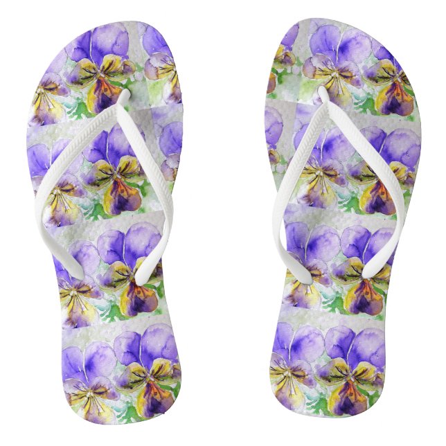Chanclas Violeta Viola Pensamientos Floral Flores Damas (Plantilla)