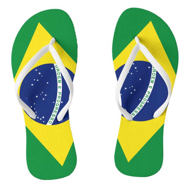 Chanclas Volteadas de playa de bandera brasileña para hombr (Plantilla)
