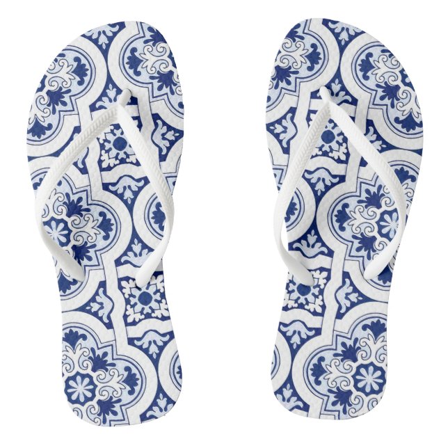 Chanclas Volteado azul de azulejo de Portugal (Plantilla)