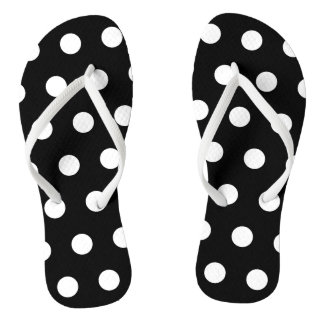 Chanclas Volteado de puntos de polka blanco y negro