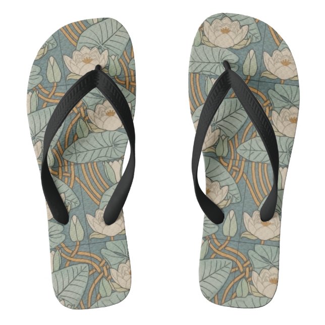 Chanclas Water Lilies Lily Naturaleza Art Nouveau (Plantilla)