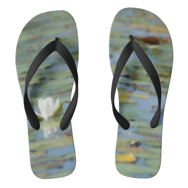 Chanclas Waterlily Lake Flower Watercolor Flip Flags (Plantilla)