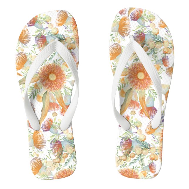 Chanclas Wattle al sol y Eucalyptus Blooms Flip Flops (Plantilla)