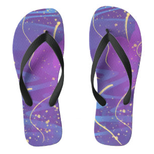 Chanclas Wavy Gold Line & Confetti Purple Simple Minimalist