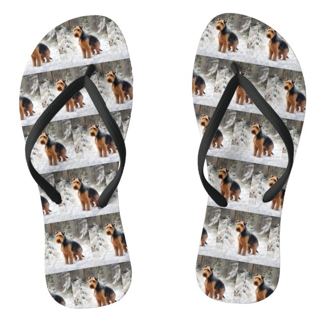 Chanclas Welsh Terrier deja que nieve Navidades (Plantilla)