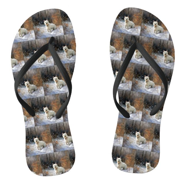 Chanclas West Highland White Terrier deja que nieve Navidad (Plantilla)