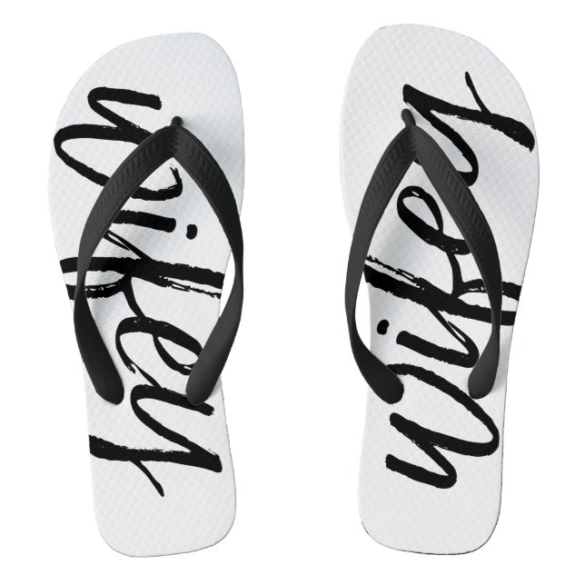 Chanclas Wifey - Brillante caligrafía negra para la novia (Plantilla)