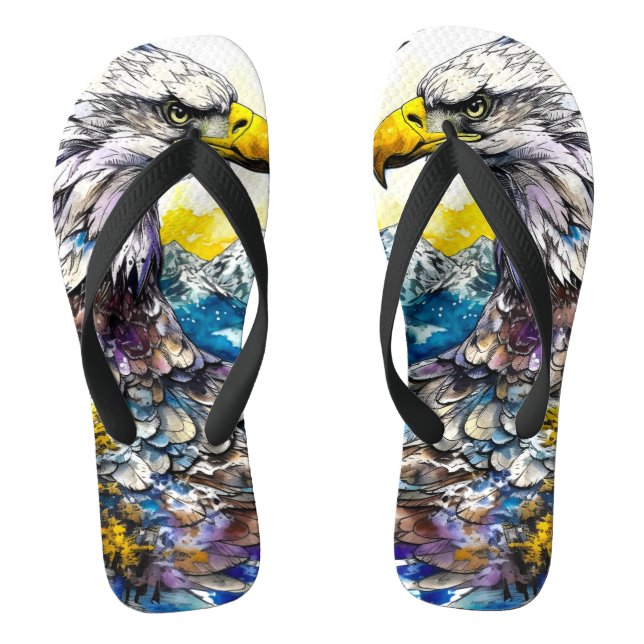 Chanclas Wilderness Watercolor Forest Moon Eagle (Plantilla)