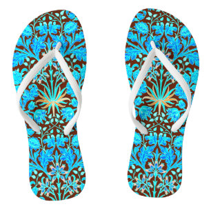 Chanclas William Morris Hyacinth Print, Aqua y Brown