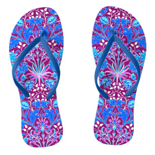 Chanclas William Morris Hyacinth Print, Aqua y Purple