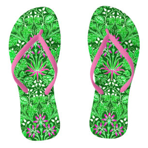Chanclas William Morris Hyacinth Print Lime & Emerald Green