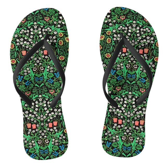 Chanclas William Morris Jacobean Floral, fondo negro (Plantilla)
