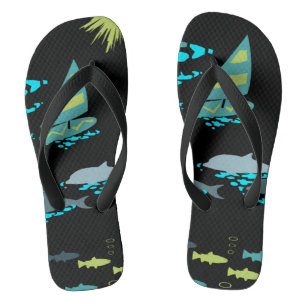 Chanclas Windsurfer y delfínes verdes retros del negro de