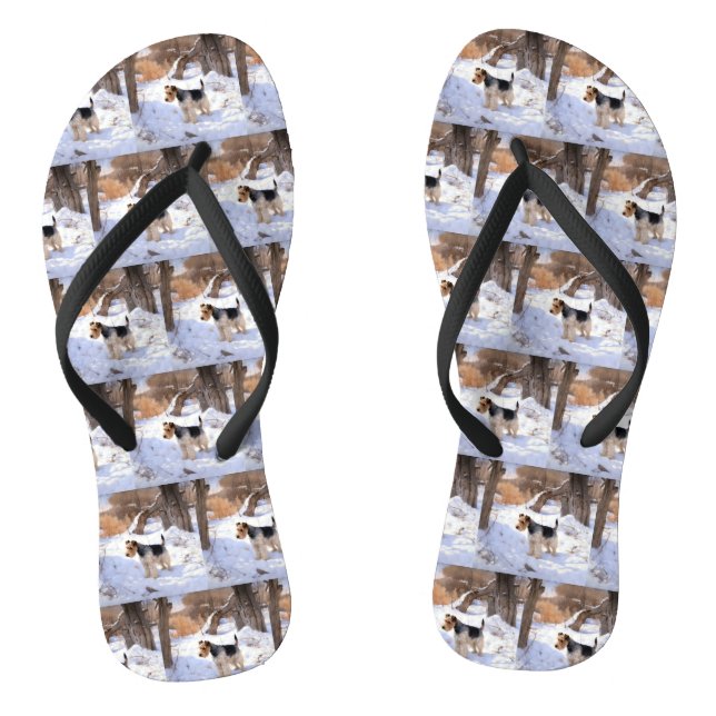 Chanclas Wire Fox Terrier Deja que nieve Navidad  (Plantilla)