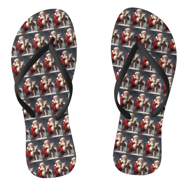 Chanclas Wire Fox Terrier Papá Noel Festivo Navidad (Plantilla)
