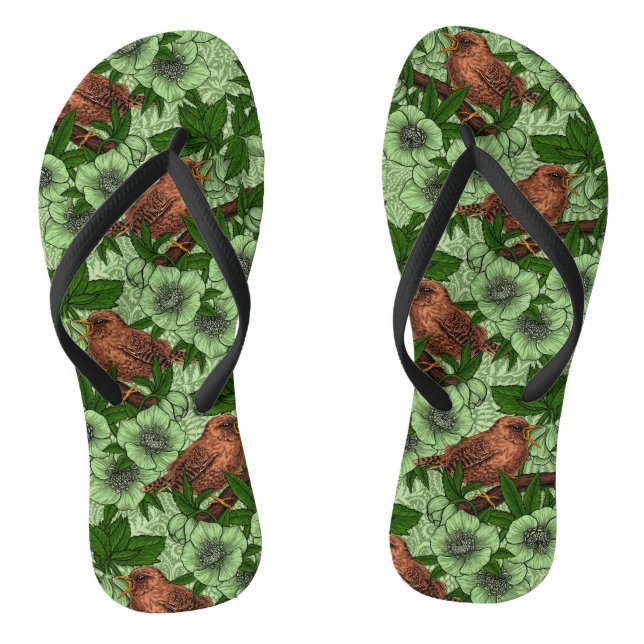 Chanclas Wren y hellebore, verde claro (Plantilla)