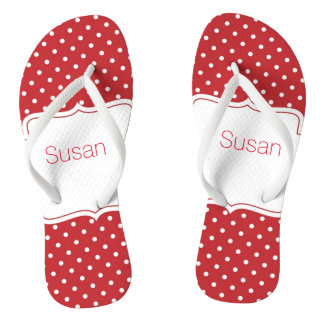 Chanclas Y blanco flips-flopes personalizados lunar rojo